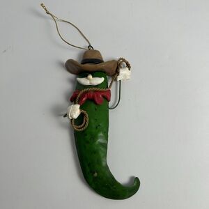 Cowboy Lasso Green Chili Pepper Ornament Western Hard To Find